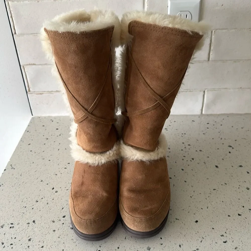 Canterbury Sheepskin NZ Tan Shearling Boots Women’s Size 6 Made in New Zealand